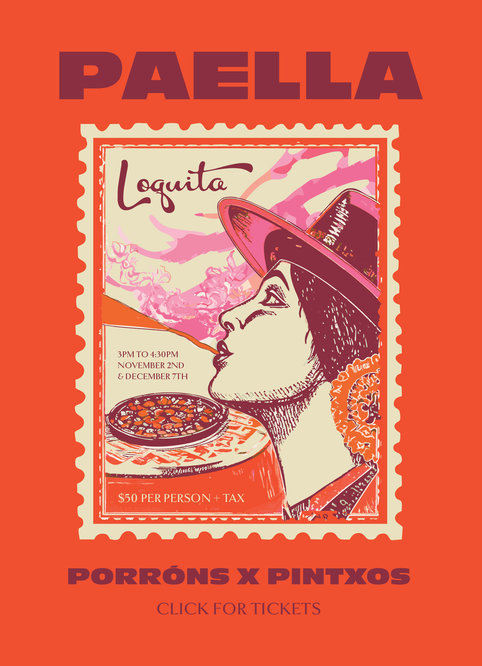 Paella, Porrons, and Pintxos 50 per person plus tax click for tickets